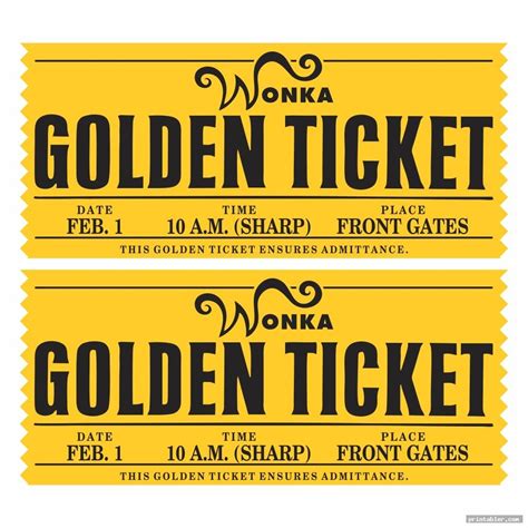 Golden Ticket Printable Free